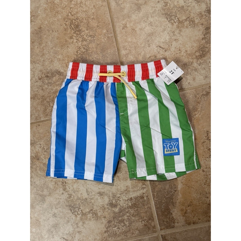 Disney Pixar Toy Story Toddler Boys Vertical Stripes Swim Trunks  Sz 2T NWT
